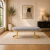 Doe Buck Upholstered Oval Bench in Grey Colour with Gold Loop Legs