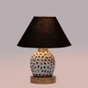Devansh Conical Black Cotton Shade Lamp With Wood & Mosaic Glass Base For Decoration/Office/Home/Gifting/Study For Decoration/Office/Home/Gifting/Study -(10X10X14.5) Inches -A