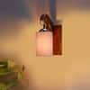 Devansh Solid Wood Electric Wall Light in Brown Colour with Grey Shade Count of 1 Light