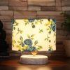 Luca Multicolor cotton table lamp with White Brushed wood base