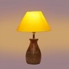Devansh Yellow Cotton Table Lamp With  Wood Natural Base (10X12.5 Inches)-29
