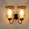 Devansh Metal Electric Wall Light in black Colour with Lavender Shade Count of 2 Lights