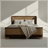 Heritage Cane Upholstered King Size Bed in Linen With Oak wood Frame