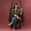 Swingzy Polyester Blend Premium Large Rectangle Swing Chair Black