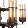 Eliante 6-Light Chandelier, Mild Steel, Glass And Wood, Modern Hanging Ceiling Light Fixture
