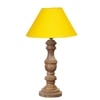 Devansh Yellow Cotton Table Lamp With  Wood Natural Base (10X18 Inches)-31