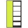 Nikola Large Crockery cum Bookshelf and Divider Unit in Antique Ebony Lime Yellow Colour