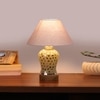 Devansh Conical Grey Cotton Shade Lamp With Wood & Mosaic Glass Base For Decoration/Office/Home/Gifting/Study For Decoration/Office/Home/Gifting/Study -(10X10X14.5) Inches -A