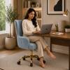 Doe Buck Adan Modern Sky Blue Velvet Office Chair