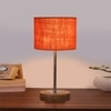 Devansh Orange  Jute   Table Lamp With  Natural  Wood Base  & Steel Pipe (7X17 Inches)-17
