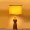 Devansh Yellow Cotton Table Lamp With  Wood Natural Base (7X18.25 Inches)-6