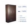 Housen Engineered Wood 3 Door Wardrobe In Walnut Finish