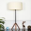 Mizuko Matte Black And Copper Table Lamp With White Cotton Shade