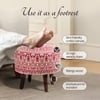 Mandala Fabric Wooden Ottoman in Red Color Set of 2