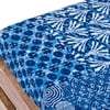 Amber Rosewood Foot Stool with Indigo Patch Kantha Cushion