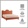 Solara Wave Luxe Queen Size Bed in velvet With Oak wood Frame & Hydraulic Storage