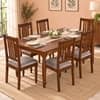 Globally Indian Maelle Solid Sheesham Wood 6 Seater Dining Table Set 6 Chairs Terracotta Orange