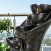 Black Fiber Glass 7 Stacked Chalice Water Fountain