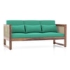 Korai Plus 3 Seater Sofa in Teak Finish & Lagoon Green Fabric