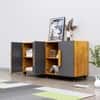 Hexa Red Multipurpose Storage Cabinet With 4 Drawer 3 Door in Giant Wood And Slate Grey Colour
