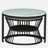 Metalzu Square Metal Nesting Coffee Table Set Black Finish White Porcelain Top Set Of 2