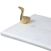 Marble Platter Rectangular With Gold Finish Metal Piece Attachment