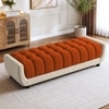 Resco  Velvet 2 Seater 5 Feet Ottoman Bench in Orange & Cream  Color