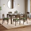 Atlas Solid Wood 6 Seater Dining Table With 6  Lunar Dining Chairs (Finish : Danish Walnut, Chair Colour : Moss Green)