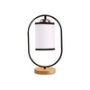 Devansh White & Black Cotton Drum Wooden  & Iron Table Lamp -17 Inch Height  -F