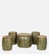 Royal Metal Coffee Table with 4 Stools in Gold Finish Set of 5