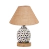 Devansh Conical Beige Jute Shade Lamp With Wood & Mosaic Glass Base For Decoration/Office/Home/Gifting/Study For Decoration/Office/Home/Gifting/Study -(10X10X14.5) Inches -A