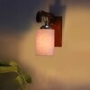 Devansh Solid Wood Electric Wall Light in Brown Colour with Grey Shade Count of 1 Light