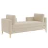 Cova Velvet Chaise Lounger in Cream Color
