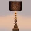 Devansh Black Cotton Table Lamp With Wood Natural Base (7X7X21.25 Inches)-3