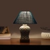 Devansh Conical Turquoise Jute Shade Lamp With Wood & Mosaic Glass Base For Decoration/Office/Home/Gifting/Study For Decoration/Office/Home/Gifting/Study -(10X10X14.5) Inches -A
