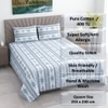 Blue And White Floral 400 Tc  Cotton Flat  Queen Size Bedsheet With 2 Pillow Cover