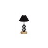 Logan Black cotton Table lamp with Wood & Iron Base