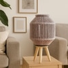 Luxe Home Standing Bamboo Woven Lantern with Stand or Glass Jar - 2025-212- Taupe (40x20x20 cm)