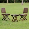 Alfresco Solid Wood Outdoor Folding Square Table with Two Square Chairs in Brown Colour