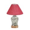 Devansh Conical Pink Jute Shade Lamp With Wood & Mosaic Glass Base For Decoration/Office/Home/Gifting/Study For Decoration/Office/Home/Gifting/Study -(10X10X14.5) Inches -A