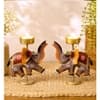 Desert Art Metal Handpainted Elephant Tealight Holder Set of 2