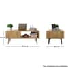 Hexa Engineered Wood Modern Coffee Table With Golden Metal Legs In Giant Wood