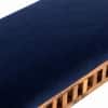 Milford Sheesham Wood Accent 3 Seater Dining Bench in Navy Blue Mosha Velvet