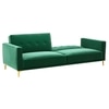 Calisa 3 Seater Velvet Sofa Cum Bed in Green colour