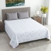 White And Grey  Geometric Cotton  400 Tc  Flat  Super King Size Bedsheet With 2 Pillow Covers
