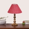 Devansh Pink Jute Table Lamp With Wood Natural Base (10X10X16) Inches)-35