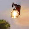 Devansh Solid Wood Electric Wall Light in Brown Colour with Lavender Shade Count of 1 Light