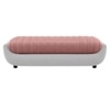 Marko Velvet 2 Seater 5 Feet Ottoman Bench in Peach & Grey Color