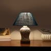 Devansh Conical Turquoise Jute Shade Lamp With Wood & Mosaic Glass Base For Decoration/Office/Home/Gifting/Study For Decoration/Office/Home/Gifting/Study -(10X10X14.5) Inches -A