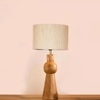 Devansh Off White Cotton Table Lamp With  Wood Natural Base  (7X18.25 Inches)-2